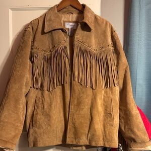 Tan Leather Fringe Jacket